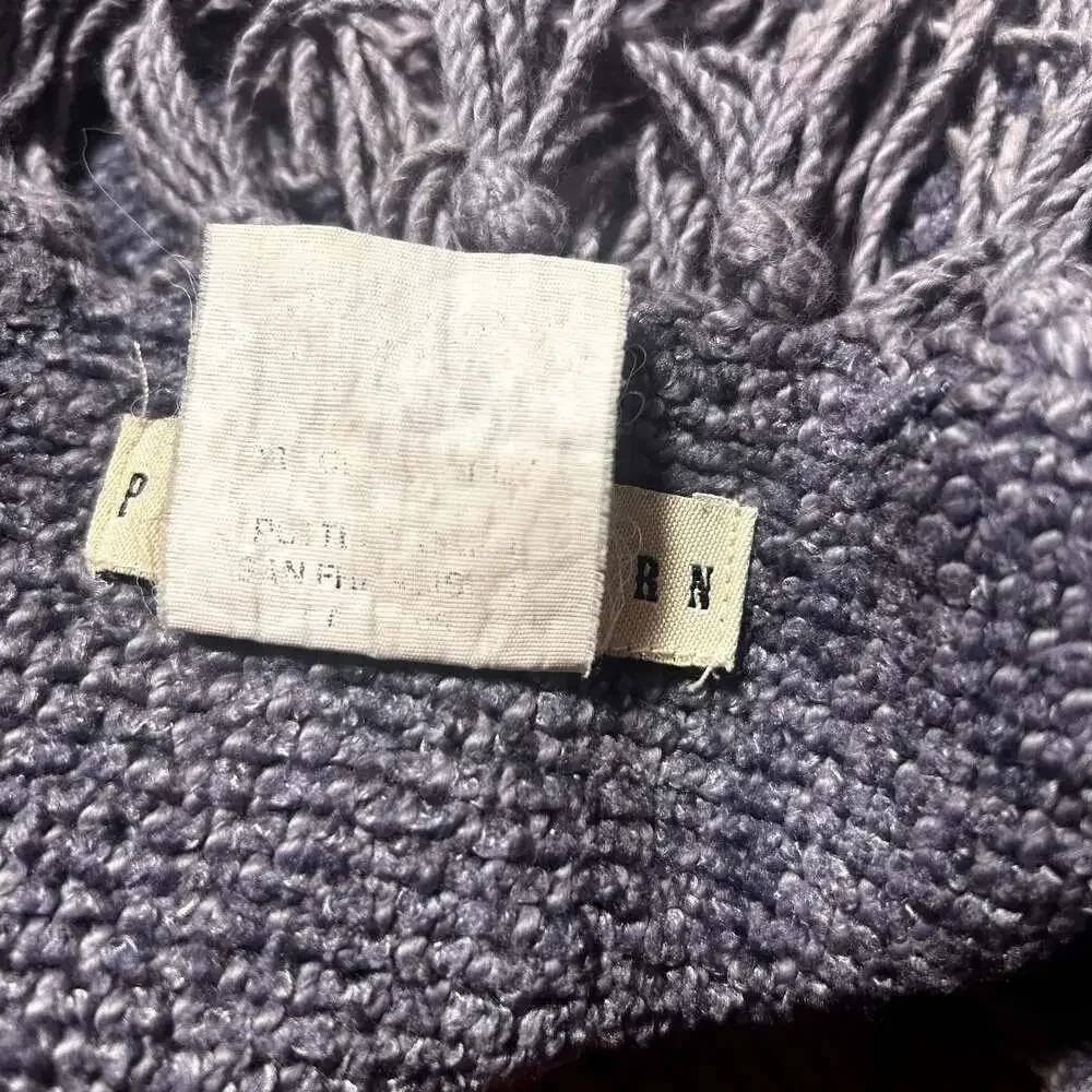 Pottery Barn Blue Soft Textured Fringe Throw Blanket